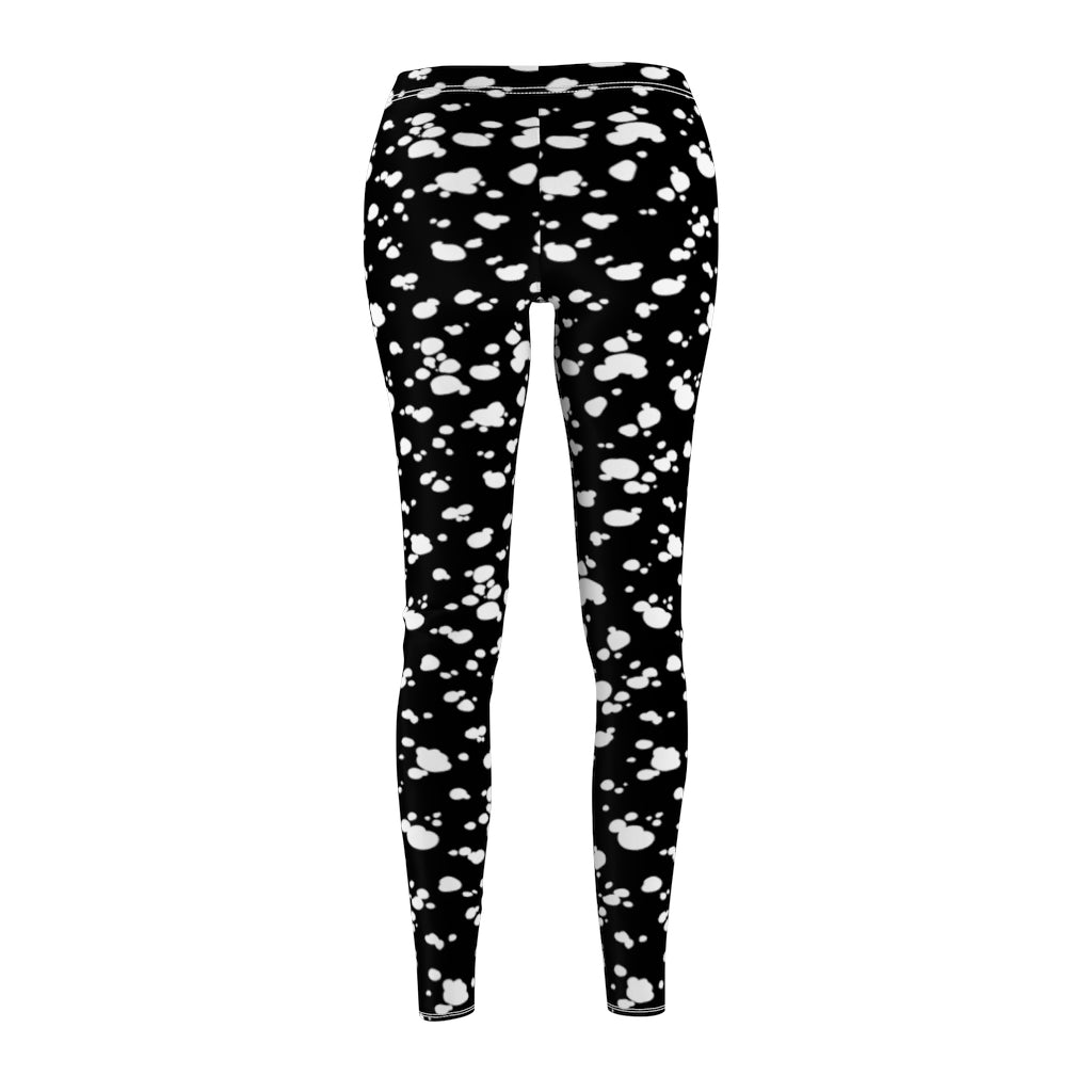Women's Cut & Sew Casual Leggings (Black with White spots) - Just4U2020