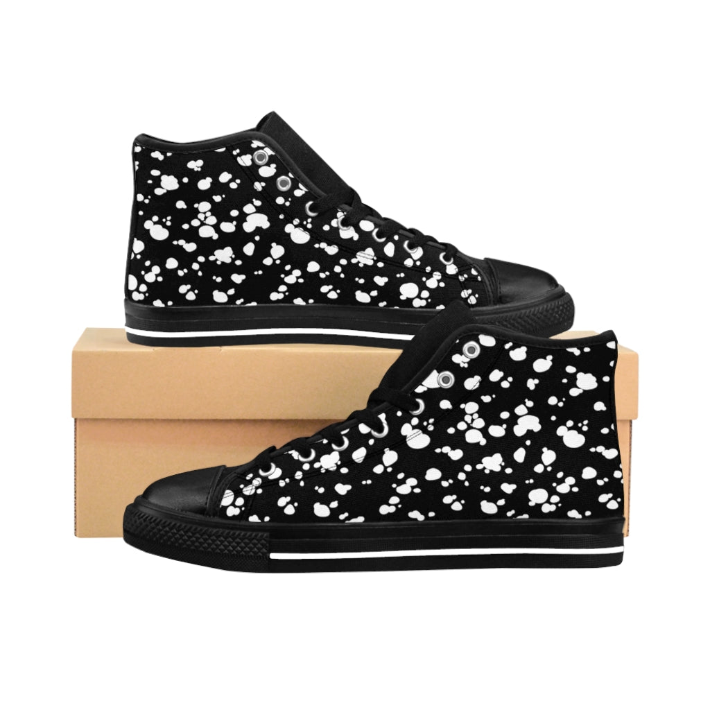 Women's High-top Sneakers (Black with White spots) - Just4U2020