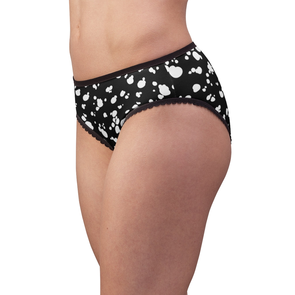 Women's Briefs (Black with White spots) - Just4U2020