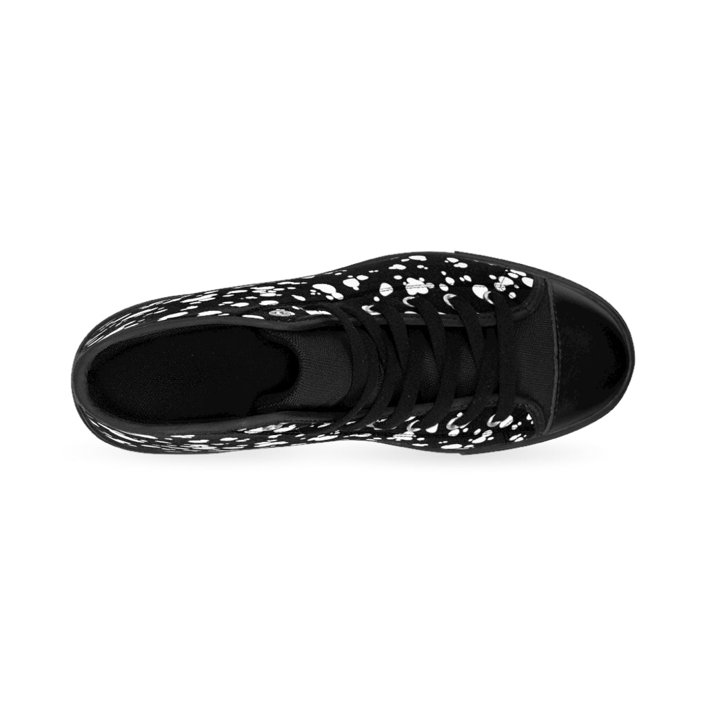 Women's High-top Sneakers (Black with White spots) - Just4U2020