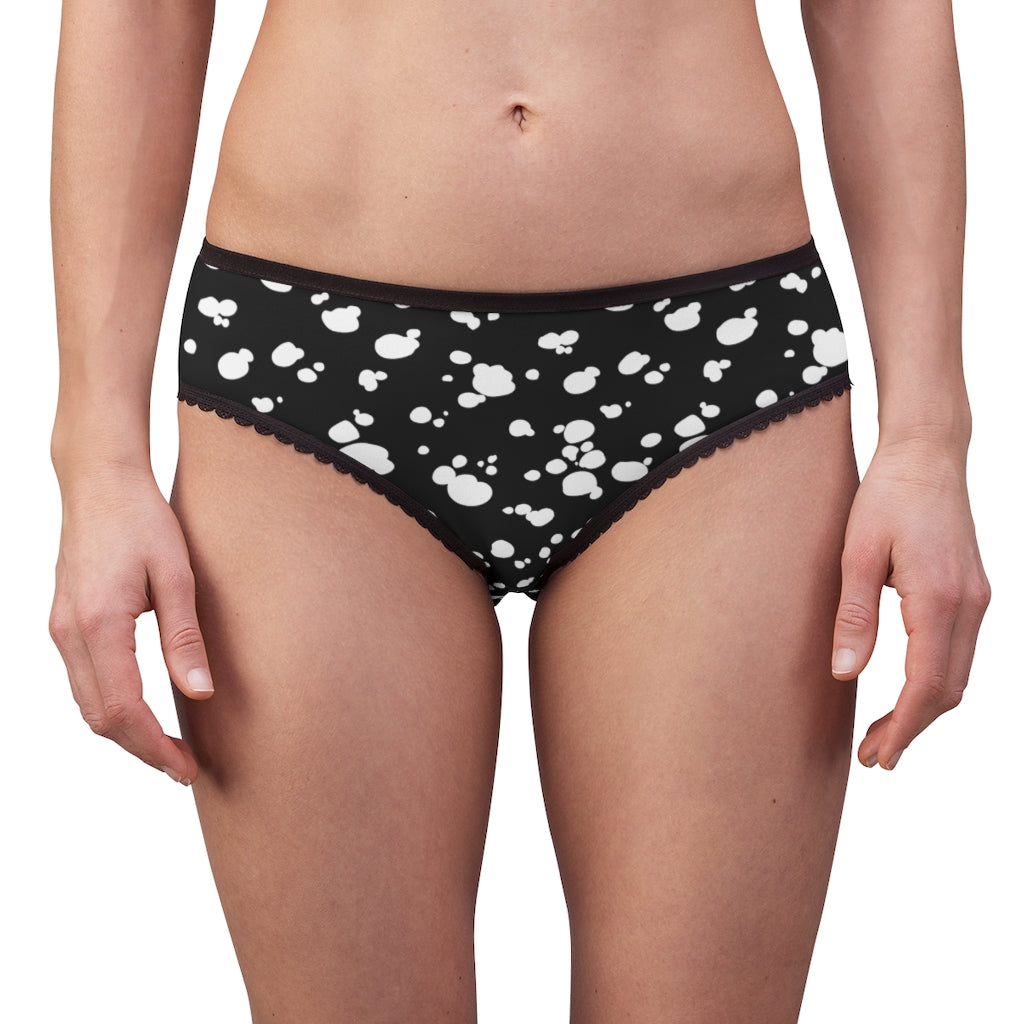 Women's Briefs (Black with White spots) - Just4U2020