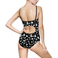 Women's One-piece Swimsuit (Black with White spots) - Just4U2020