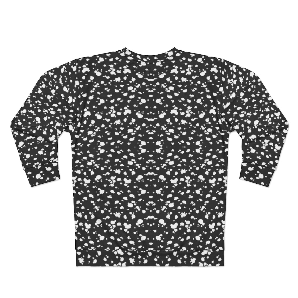 AOP Unisex Sweatshirt (Black with White spots) - Just4U2020