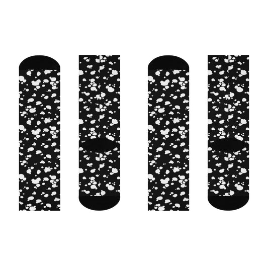 DTG Crew Socks (Black with White spots) - Just4U2020