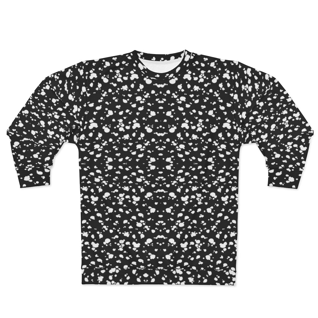 AOP Unisex Sweatshirt (Black with White spots) - Just4U2020