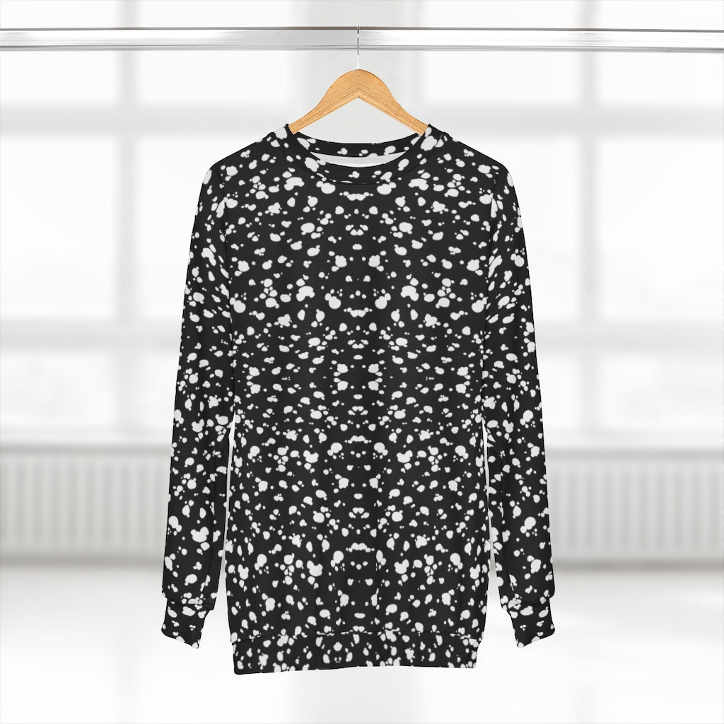 AOP Unisex Sweatshirt (Black with White spots) - Just4U2020